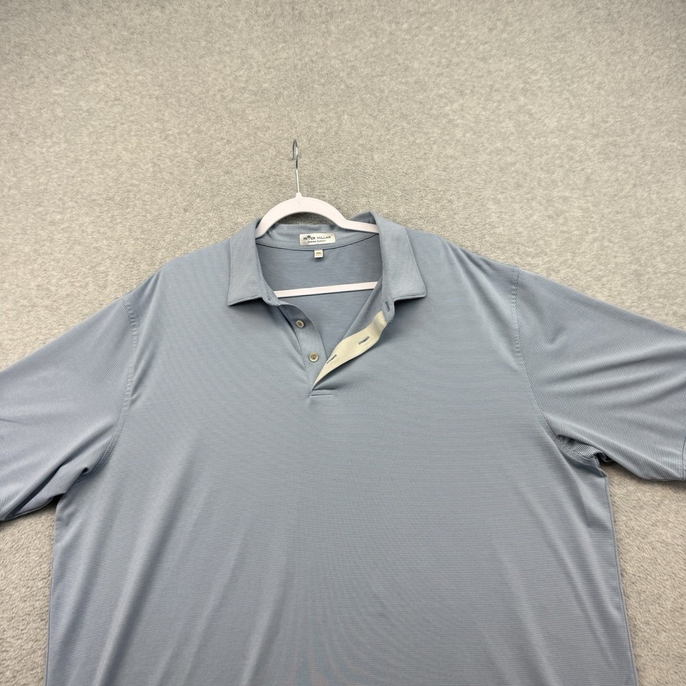 Peter Millar Summer Comfort Polo Men's XXL Blue Striped Performance Golf Shirt